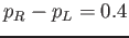 $ p_R - p_L =0.4$